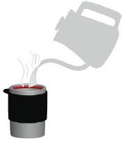 杯或碗中, 然後加 煮沸的水來預熱 把汽缸裝在已放在 基座上的濾杯之上 * 汽缸上的 O