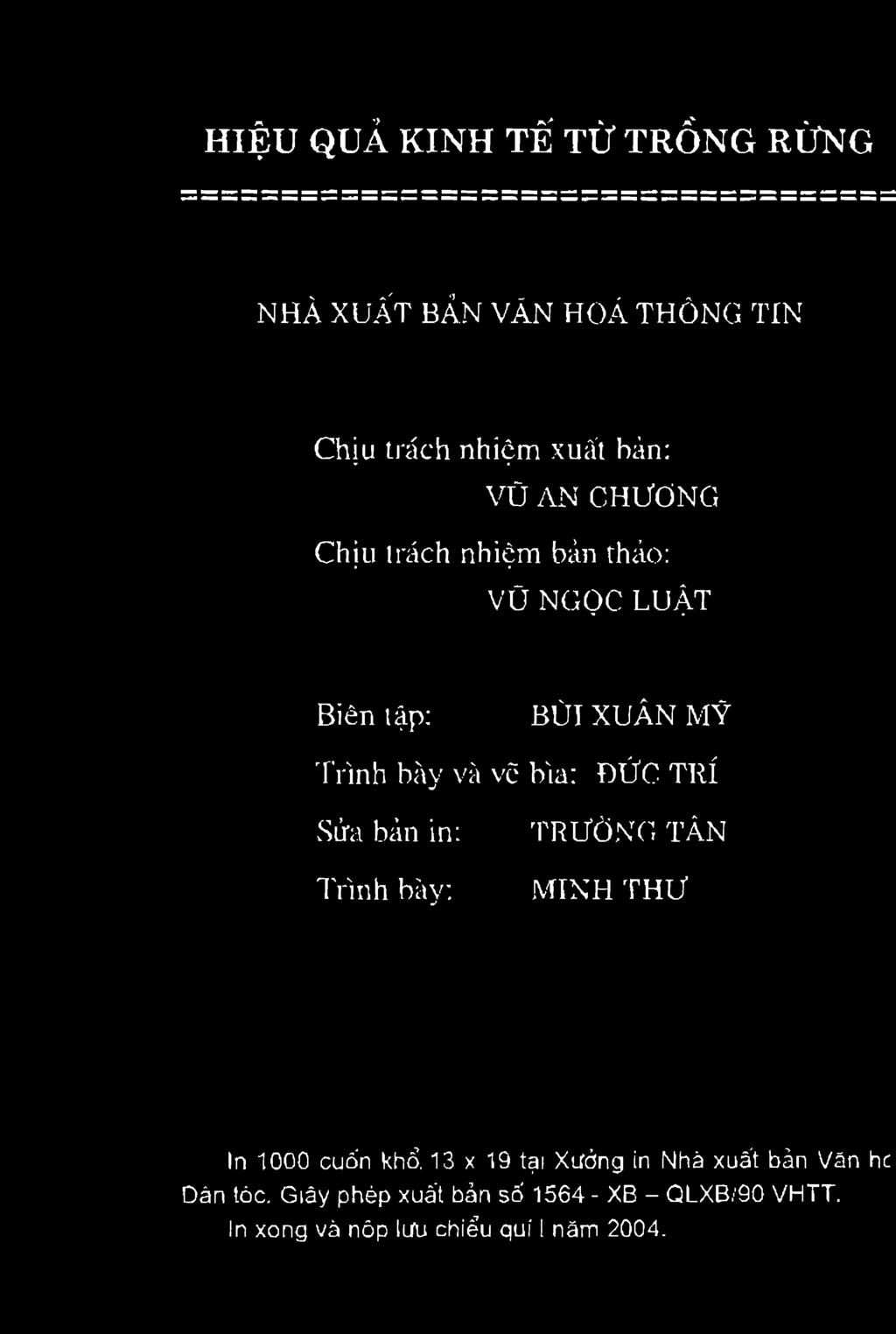 Sira ban in: TRU0.NO 1 An Tnnh bay: MINH THU In 1000 cuon kho.