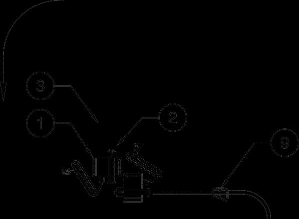MidiKros 流动通路 图例 : 1. 内联聚砜压力传感器 (ACPM-799-01N) 2. 母鲁尔 x 1/16 软管倒钩 3. 手动背压阀 4. 保留线 (13 或 14 号管 ) 5.