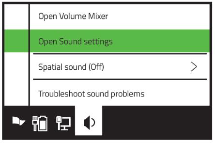 在你的电脑上, 右键单击系统任务栏上的声音图标, 然后选择打开声音设置 在 声音 窗口中, 将 Razer Barracuda X 梭鱼 X 设置为默认输出和输入设备