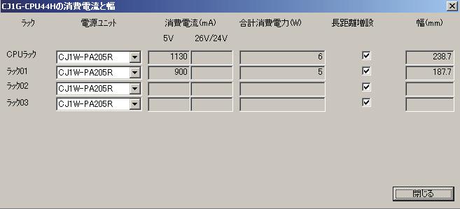 消耗電流 / 功率計算例例 ) 將以下模組安裝到使用 CJ1W-PA205R 型電源模組的 CJ 系列 CPU 設備時 電壓系統 種類 型號 數量 5V 系列 24V 系列 CPU 模組 CJ1M-CPU13 *1 1 模組 0.580A - I/O 控制模組 CJ1W-IC101 1 模組 0.020A - 輸入模組 CJ1W-ID211 2 模組 0.