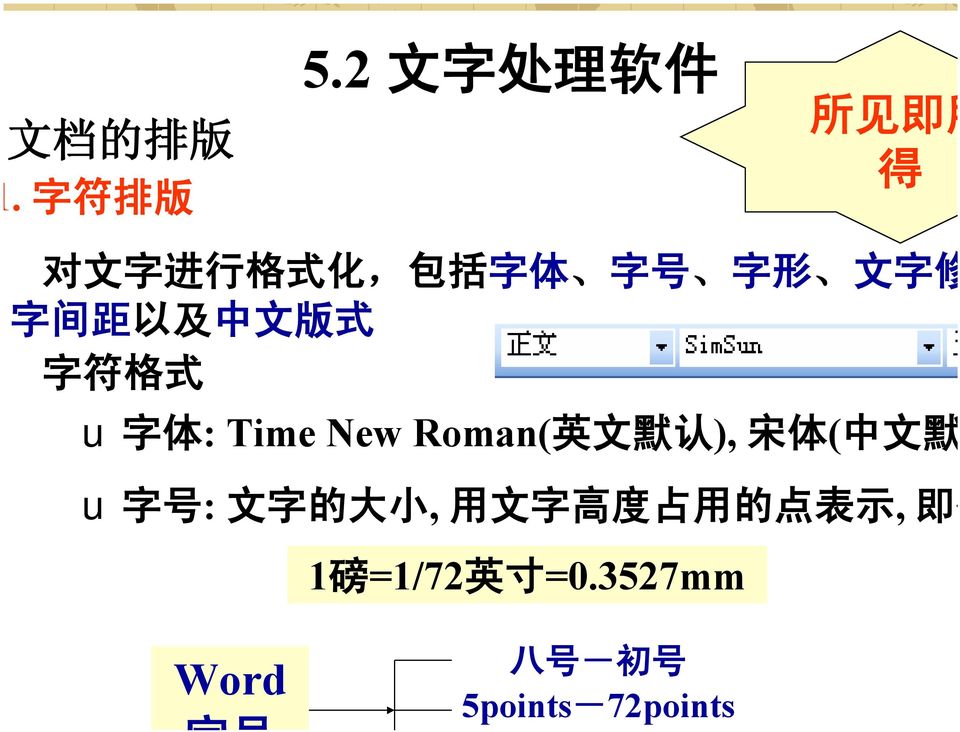 间 距 以 及 中 文 版 式 字 符 格 式 u 字 体 : Time New Roman( 英 文 默 认 ), 宋 体 ( 中