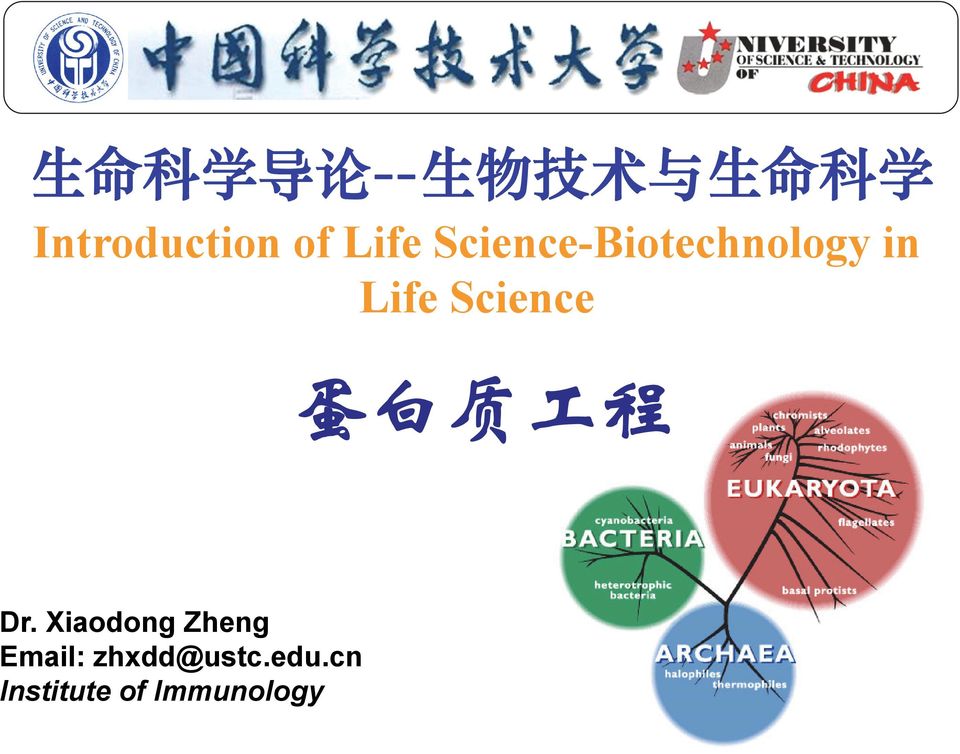 in Life Science 蛋 白 质 工 程 Dr.