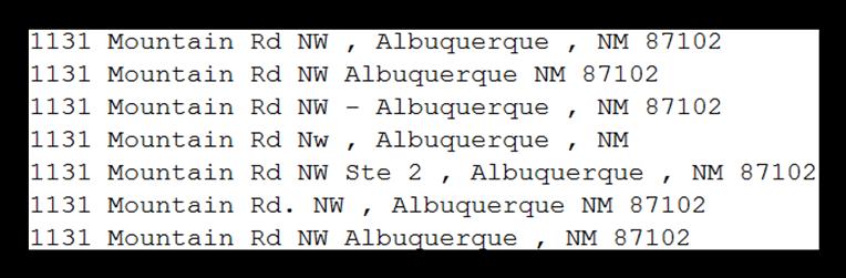 圖 二 1131 Mountain Rd NW, Albuquerque, NM 87102 在 Google 搜 尋 得 到 多 種 寫 法 如 使 用 完 全 相 配 方 式 來 做 自 動 標 記, 這 些 地 址 將 沒 辦 法 被 標 記 出 來 為 了 處 理 較 長 命 名 實 體 可 能 因 標 點 及 縮 寫 等 問 題 無 法 被 辨 認 出 來 的 情 形, 我 們 使 用