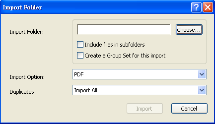2. 點選 Choose 的按鈕, 選擇欲匯入的 PDF 檔的資料夾 ( 最上層的資料 夾 ) 3.