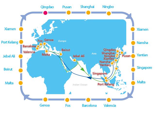 AEM2/MEX1 地中海航线 Port Rotation: 优势 Westbound 市场特色南沙直挂 全面覆盖韩国 / 华北 / 华东 / 华南 / 东南亚 亚洲至西班牙快航 Eastbound 东行直挂贝鲁特 意大利和法国福斯回程优势服务 提供地西至中东的优质服务 WEST BOUND Port Terminal ETA Time ETD Time Qingdao Pending 0