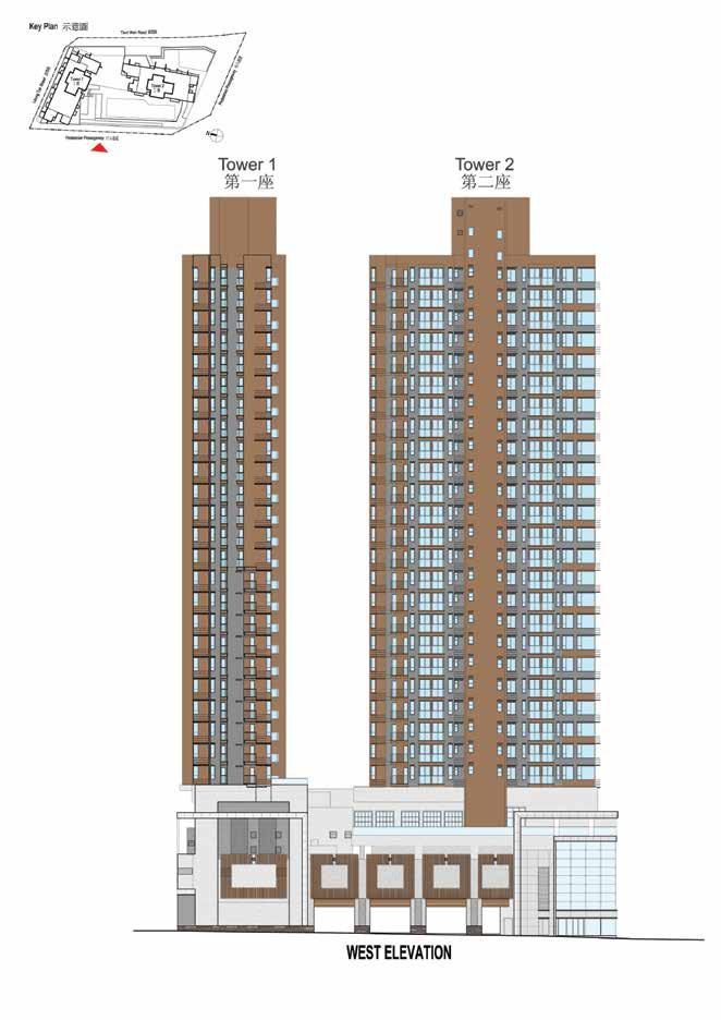 WEST ELEVATION NORTH ELEVATION Key Plan Key Plan Authorized Person for the development certified that the elevations shown on these plans: (1) are prepared on the basis of the approved Building Plans