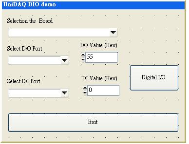 步驟 8: 您可以開始設計您所需的使用介面 (.uir 檔 ) 及編寫程式碼 (.c 檔 ) 範例 : DIO 功能範例程式如下 : 1.