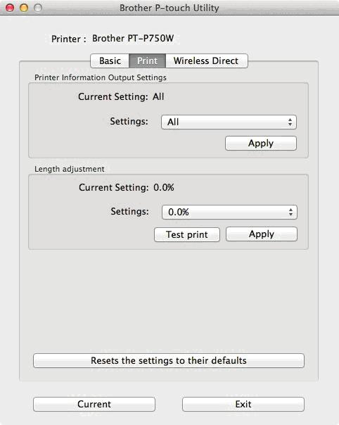 Brother P-touch Utility ( 适用于 Macintosh) 打印选项卡 6 1 6 1 Printer Information Output Settings ( 打印机信息输出设置 ) 指定打印机信息的打印项目 可用的设置 : [All] ( 全部 ) 打印使用日志和设备设置中包含的所有信息 [Usage Log] ( 使用日志 ) 打印程序版本信息 漏点测试图案