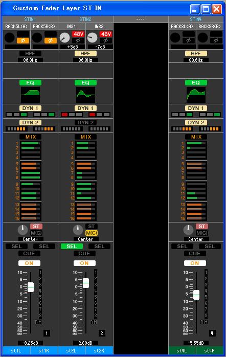 Custom Fader Layer ST IN ST IN CH 1 4(*) [View] <control> + [Windows] [Overview] ST IN STEREO IN