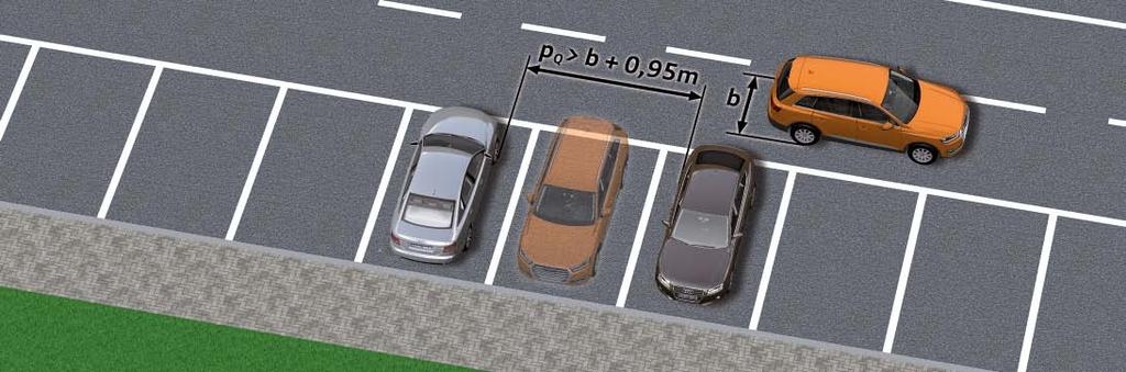 纵向停车位的长度 pl > 车辆长度 l + 0.