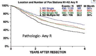 第 8 版 N 分期病理亚分期 依据淋巴结转移数目 ( 单站 多站 ) 将 N1 N2 细分为 N1a N1b 和 N2a