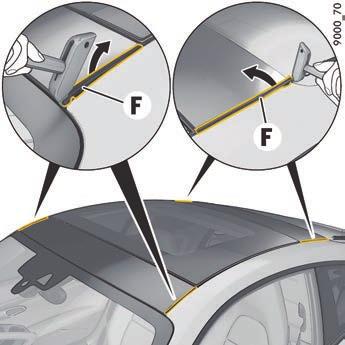 扭矩扳手 车匙 图 47: 从车顶行李轨上拆下密封件 1.