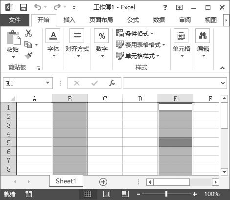 Excel 2013 财务与会计应用实战从入门到精通 视频教学版 5 选择不连续的多列 若要选定不连续的多列 只需按住 Ctrl 键 然后依次选定需要的列即可 如图 2-16 图 2-17 选择整个表格