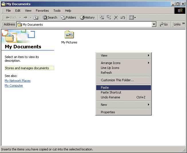 Vista: Documents ) 文件夹中 当复制目的地文件夹中有相同文件名称的影像存在时, 会出现是否要覆盖的确认信息