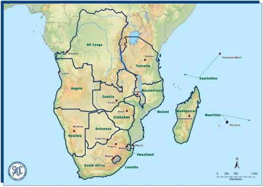 南部非洲發展共同體 (Southern African Development Community, SADC) 成立 : 1980 年 16 國 : Angola, Botswana, Comoros, D.R.