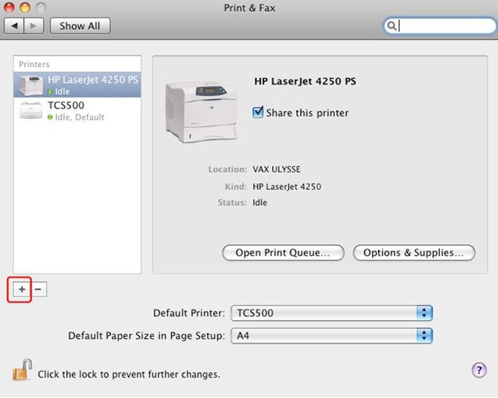 确保当前配置未锁定, 并单击加号 [+] 添加新打印机 [2] 添加新打印机 注释如果配置已锁定, 请联系您的系统管理员 打印机配置窗口打开 4. 从顶部菜单中, 选择 [IP] 图标 5. 对于协议项, 请选择 [Line Printer Daemon LPD] 6.