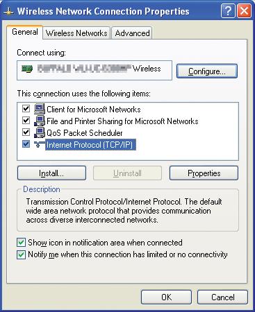 9. [Wireless Network Connection ()] [Properties ( )]