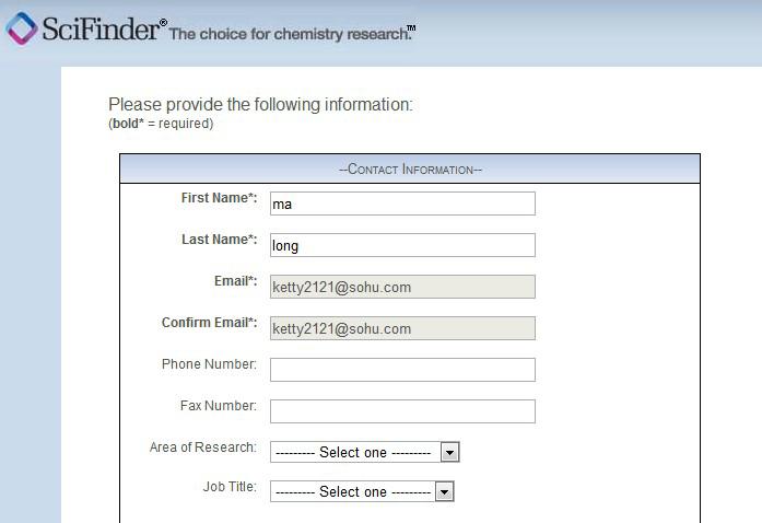 点击 URL 创建 SciFinder Web 账号 用户若要成功注册 ID 可以使用学校域名的邮箱 ( 即 ***@ncu.