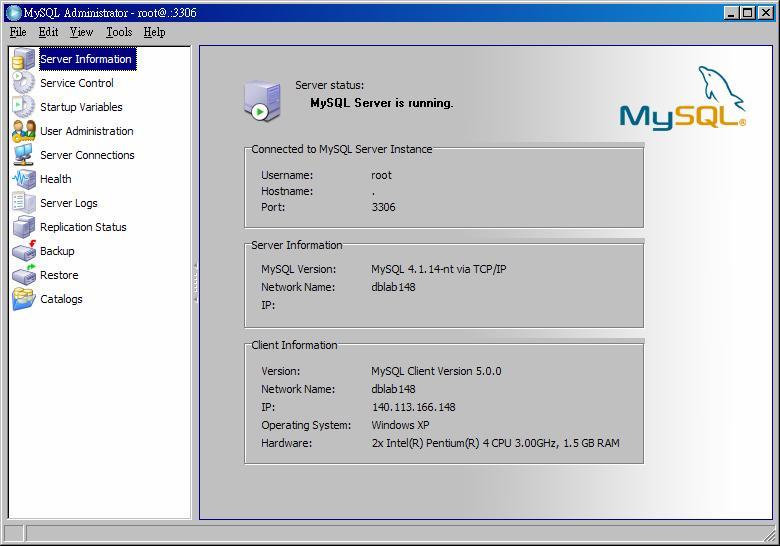 Named-Pipe Windows Named-Pipe MySQL DBMS 類 Inter-Process 來 行 MySQL Administrator Named-Pipe 行 C:\program files\mysql\mysql server 4.1\ my.