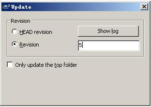 3 两个版本是与版本 1 相同的 (4) 下载某个文件的旧版本如果想要得到某个文件的旧版本, 只需在该文件上单击右键, 选择 Updata to revision 即可 系统会提示输入版本号 例如要下载 soc_1 的第五个版本, 只需填入 5